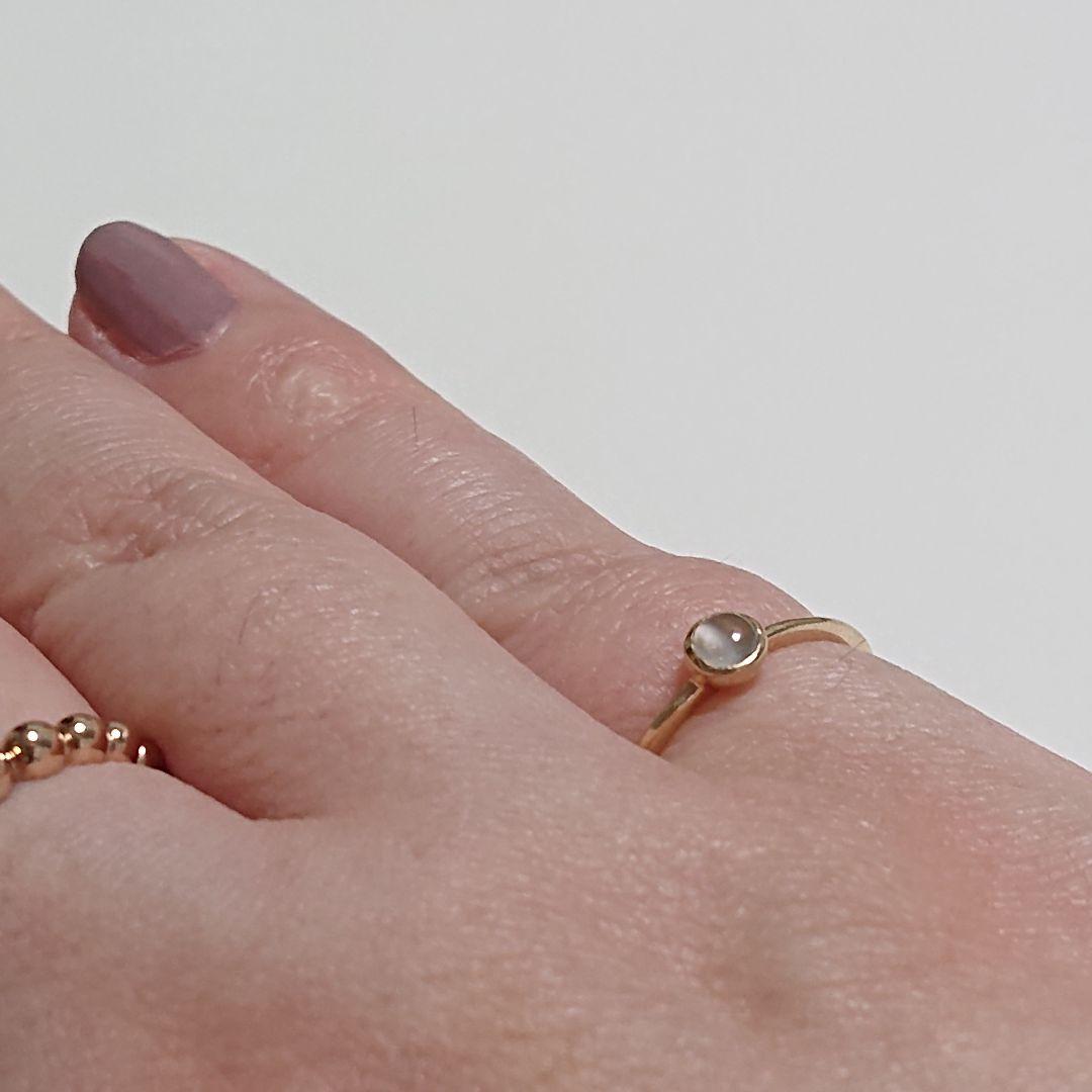 k10イエローゴールド ムーンストーン リング ピンキー 10金 6月誕生石