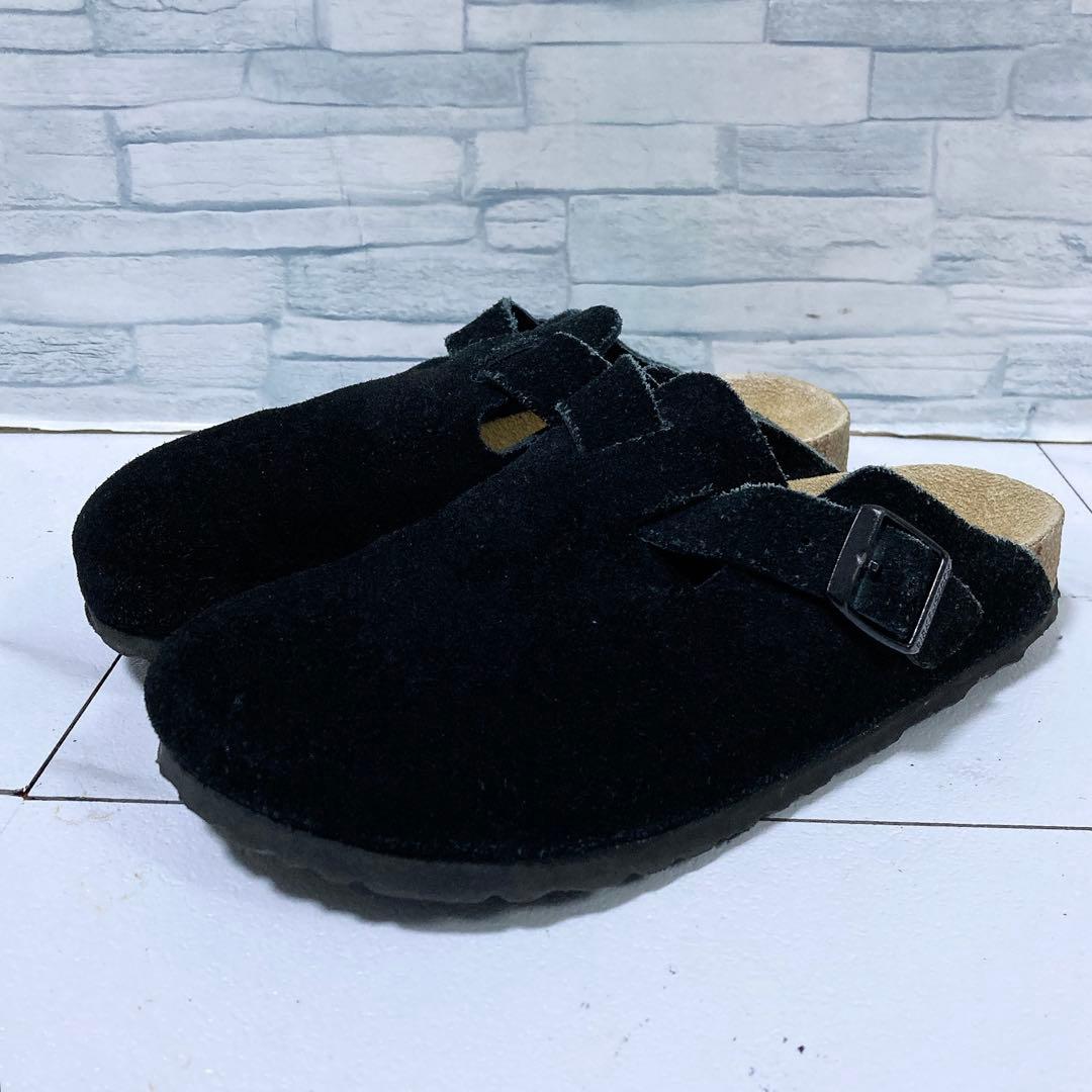 ビルケンシュトック ボストン サボサンダル 24 スエード ソフトヘッド 黒