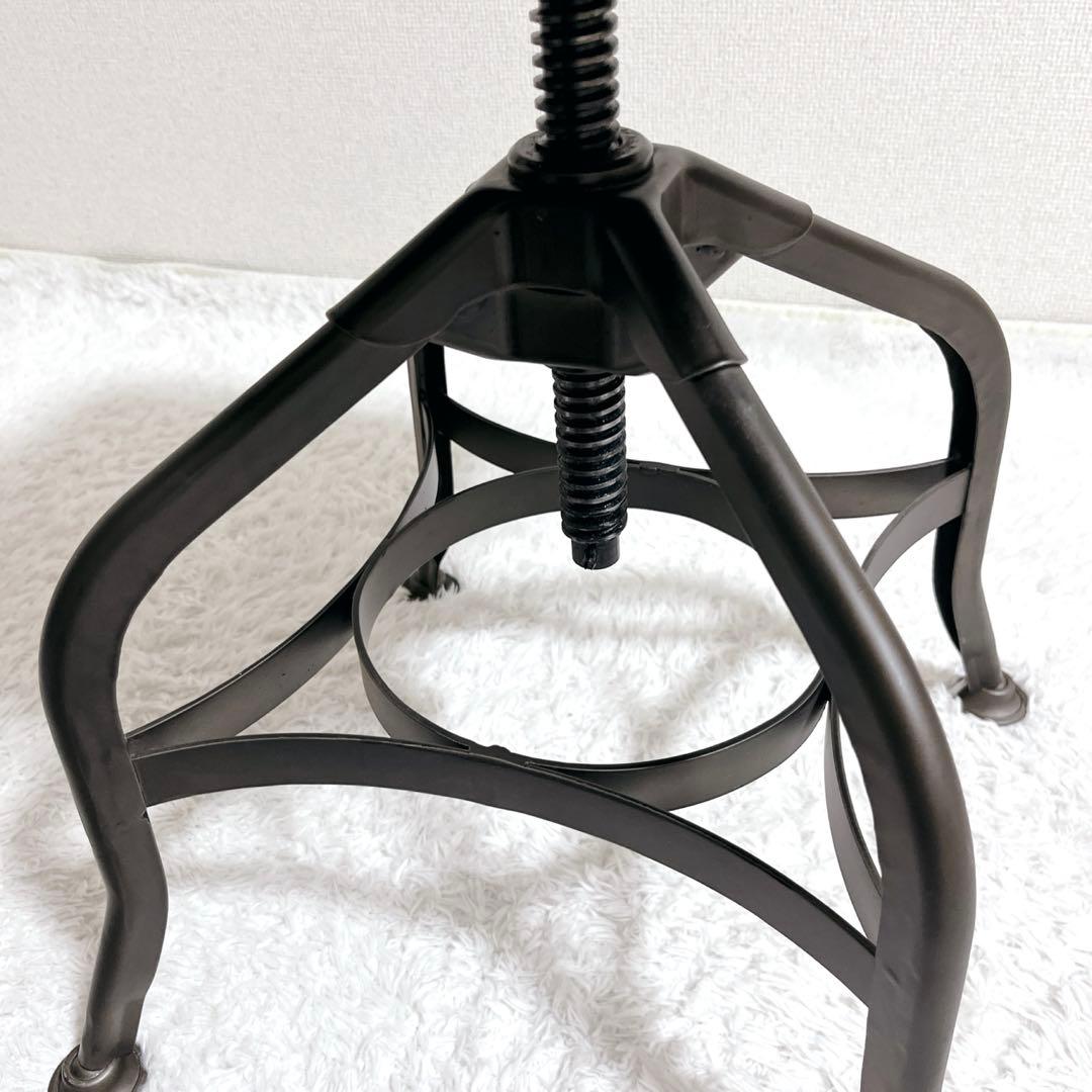 美品✨インダストリアルカウンターチェア　高さ調節可　アンティーク回転椅子　工業系