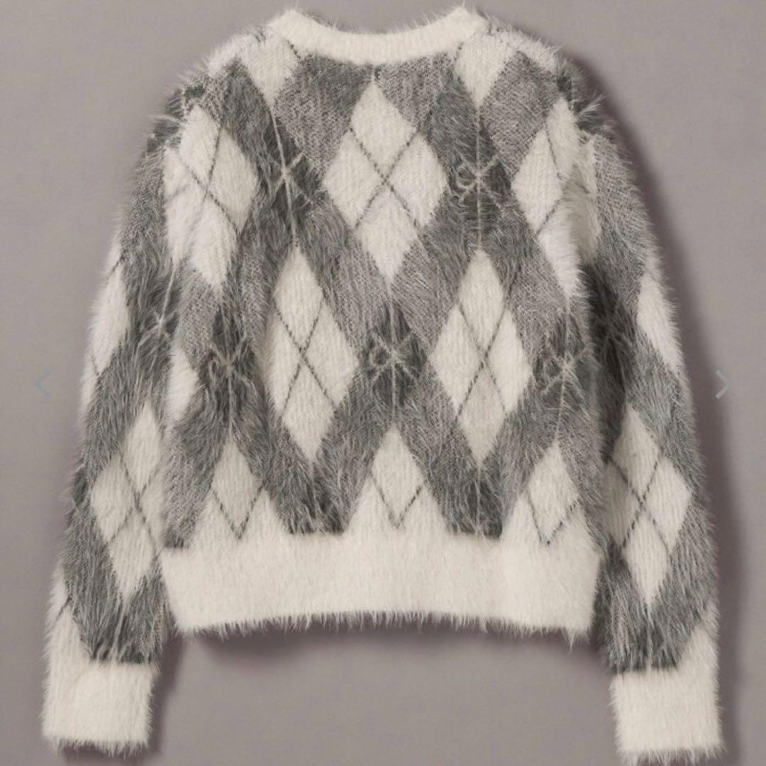 美品   アーガイルセーター シャギーニット