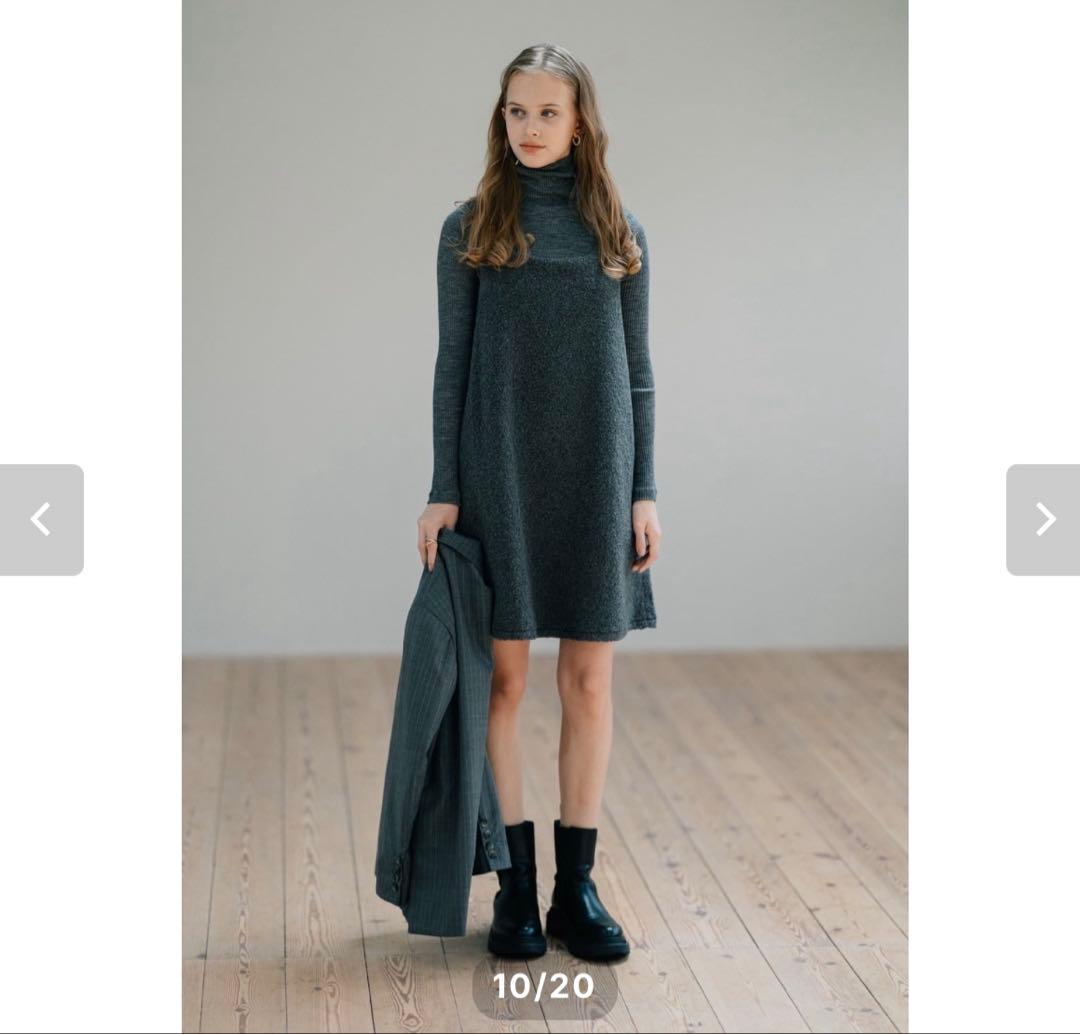 pois ポワ スクエアプードルワンピース　グレー　S 新品タグ付き