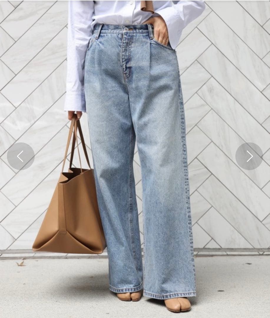 完売品 EVERYDAY I LIKE. タックバギーデニムパンツ ワイド　34