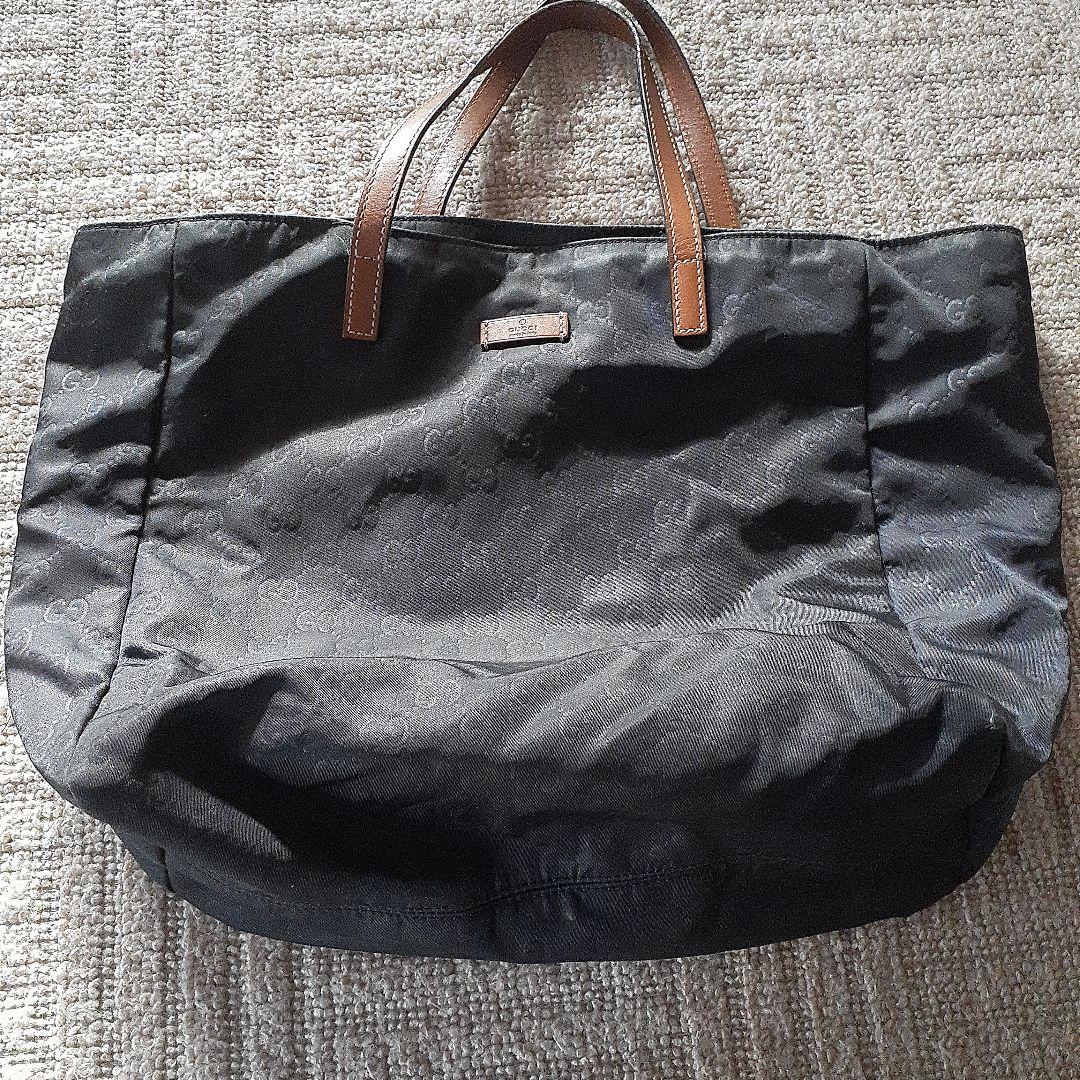 GUCCIブラック ナイロン マザーズバッグ
