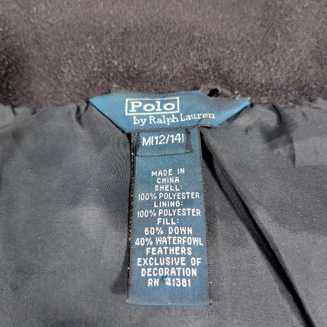 ポロ・ラルフ・ローレン レディース　ブラックダウンベスト　刺繍　12-14