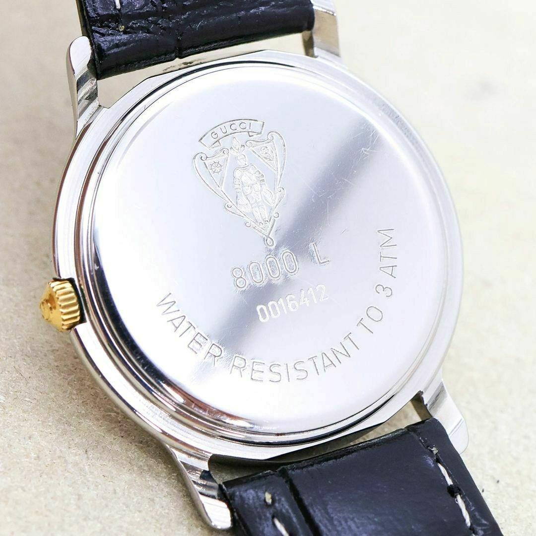 稼働 GUCCI 腕時計 8000L デイト ヴィンテージ レザー 外箱1123