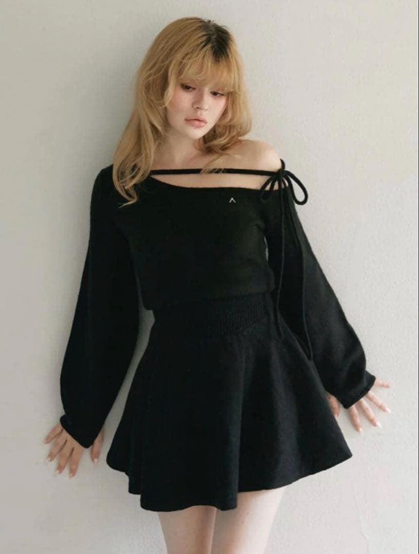 ワンピース andmary Rhoda flare mini dress black