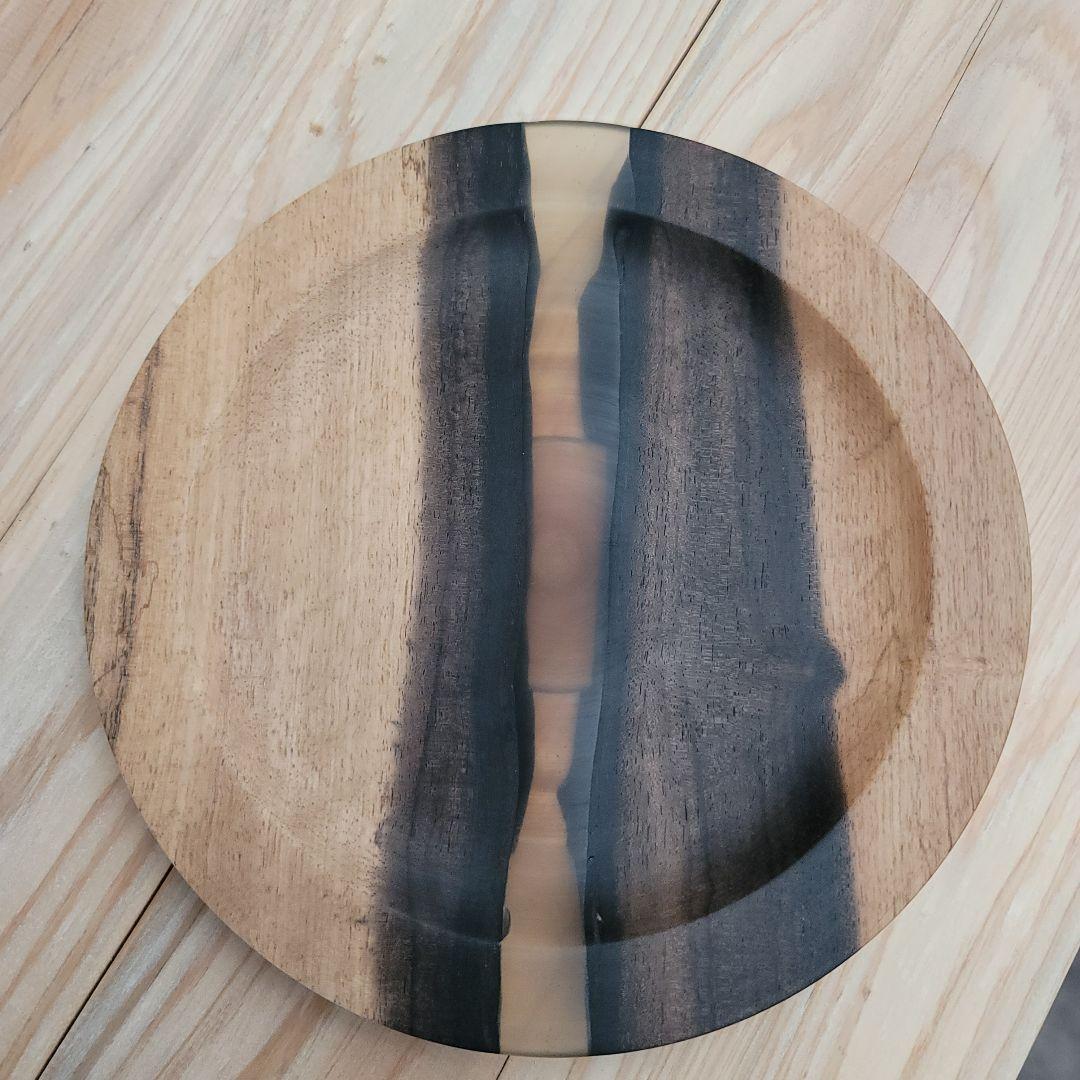 かなり希少　黒柿 × レジン樹脂の木皿