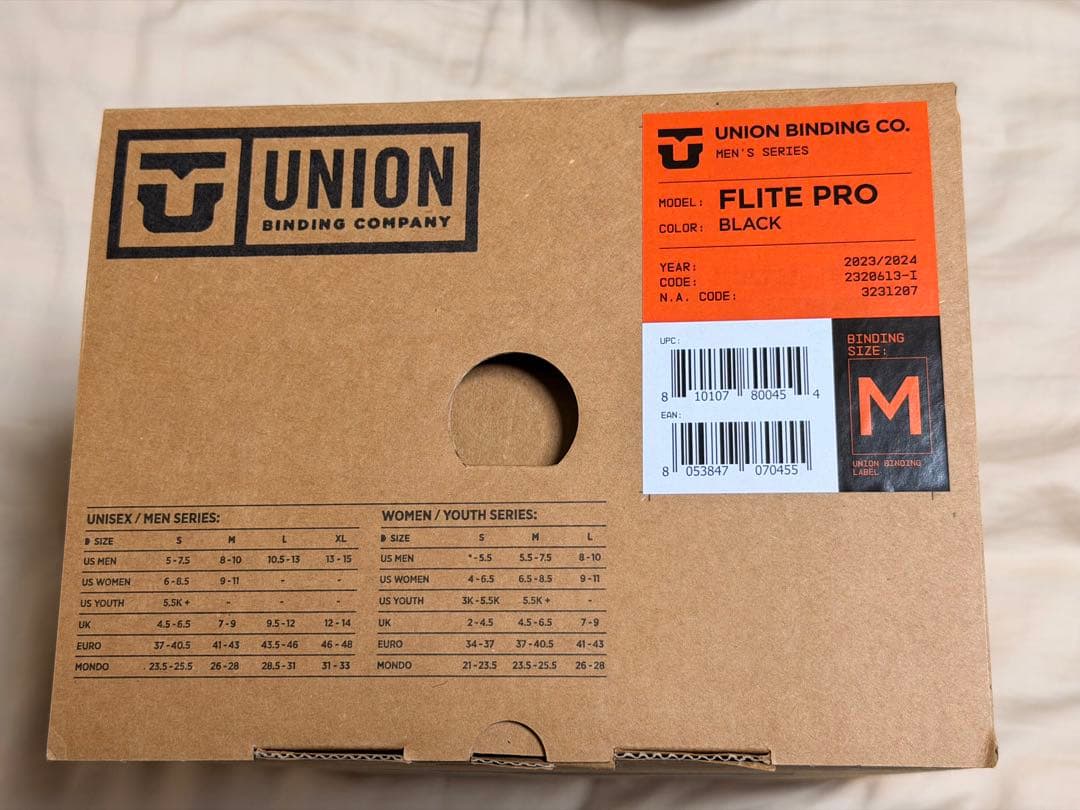 5回使用 UNION FLITE PRO ビンディング M ブラック 23-24