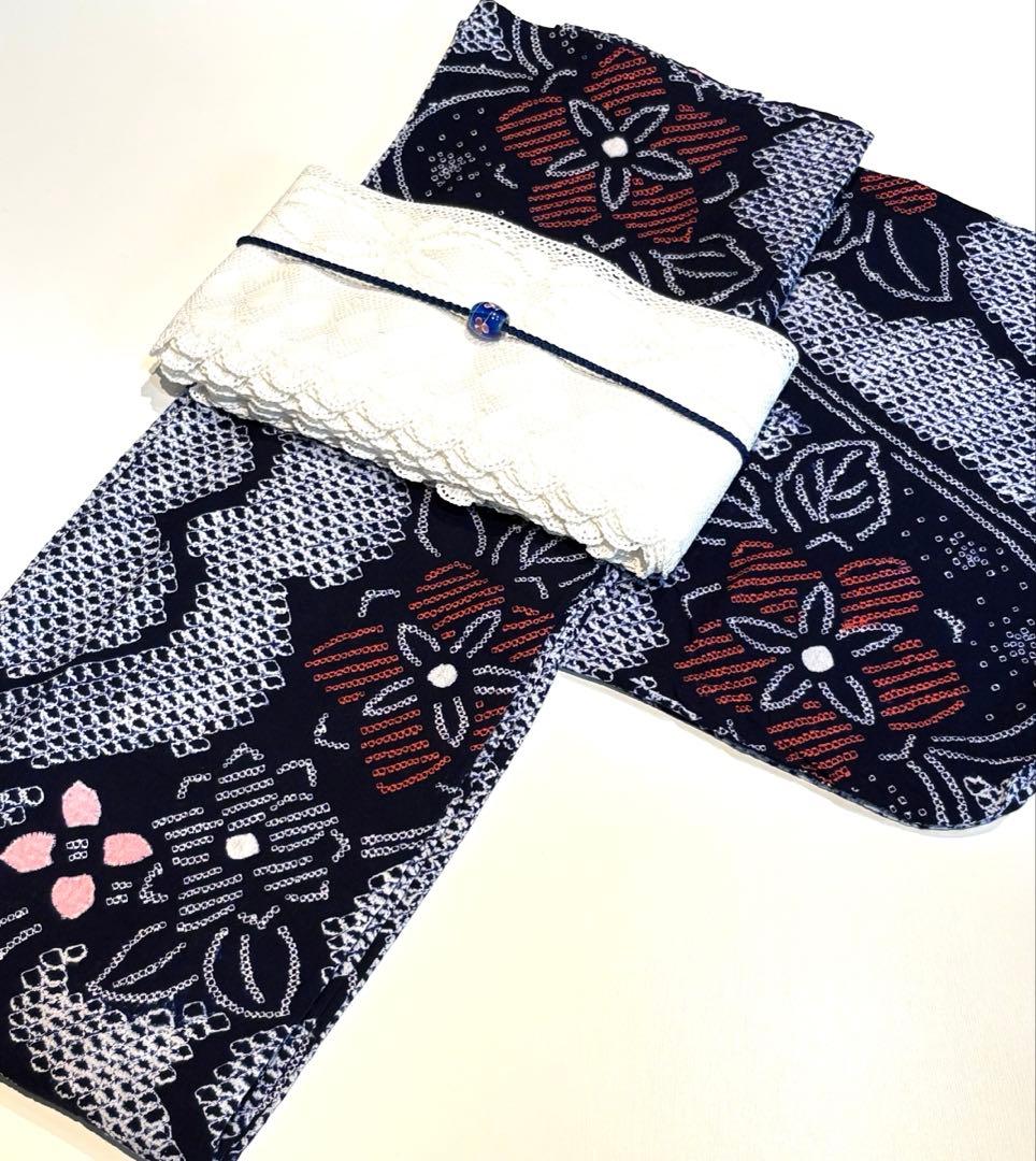 有松絞りの浴衣　花