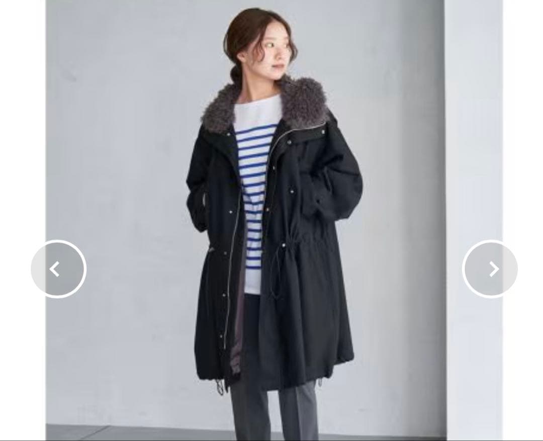 IENAイエナ ウーステッドフランネルモッズコート　モッズコート　ブラック