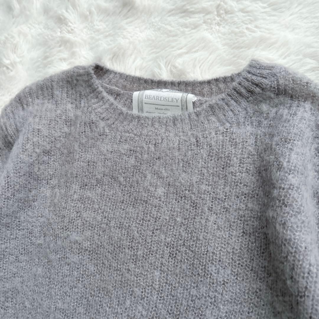 ビアズリー★モヘヤルーズニット　クルーネック　グレー