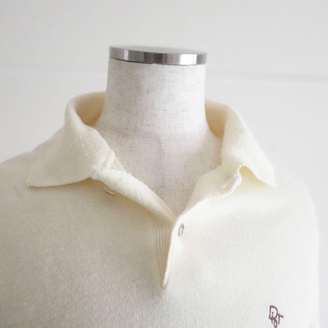1980s Christian Dior ウールニットポロシャツ　クリーム　M