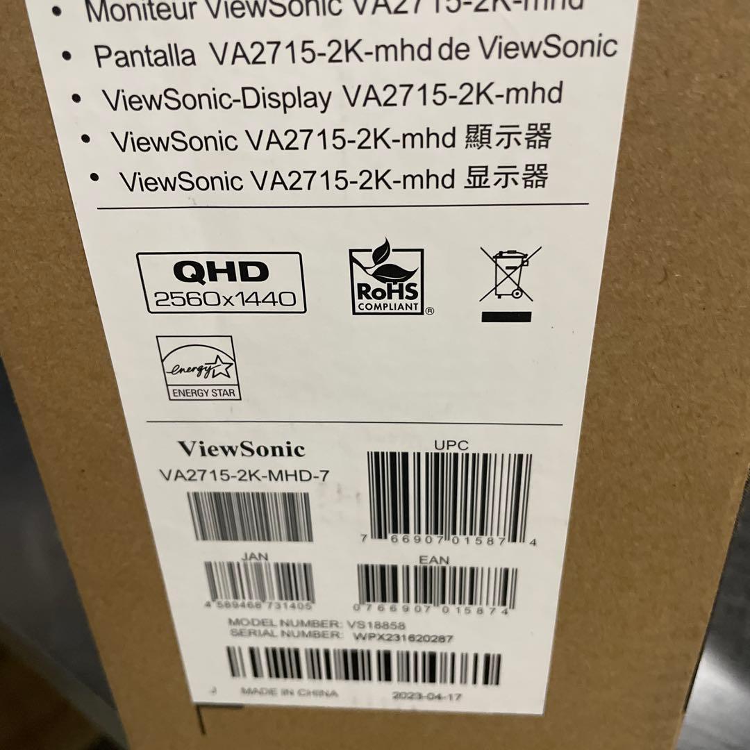 ディスプレイ・モニター本体 ViewSonic VA2715-2K-MHD 27