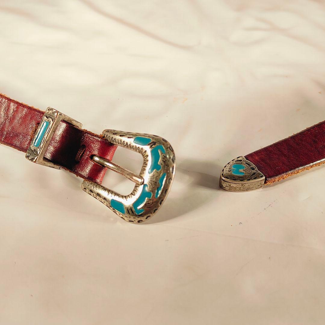 【ヴィンテージ】PUNTO VITA 高級碧ターコイズコンチョベルト　イタリア製