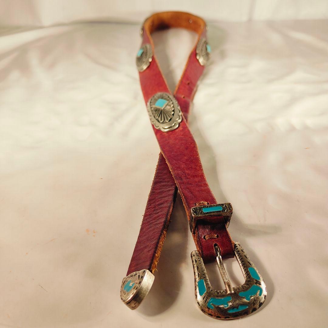 【ヴィンテージ】PUNTO VITA 高級碧ターコイズコンチョベルト　イタリア製