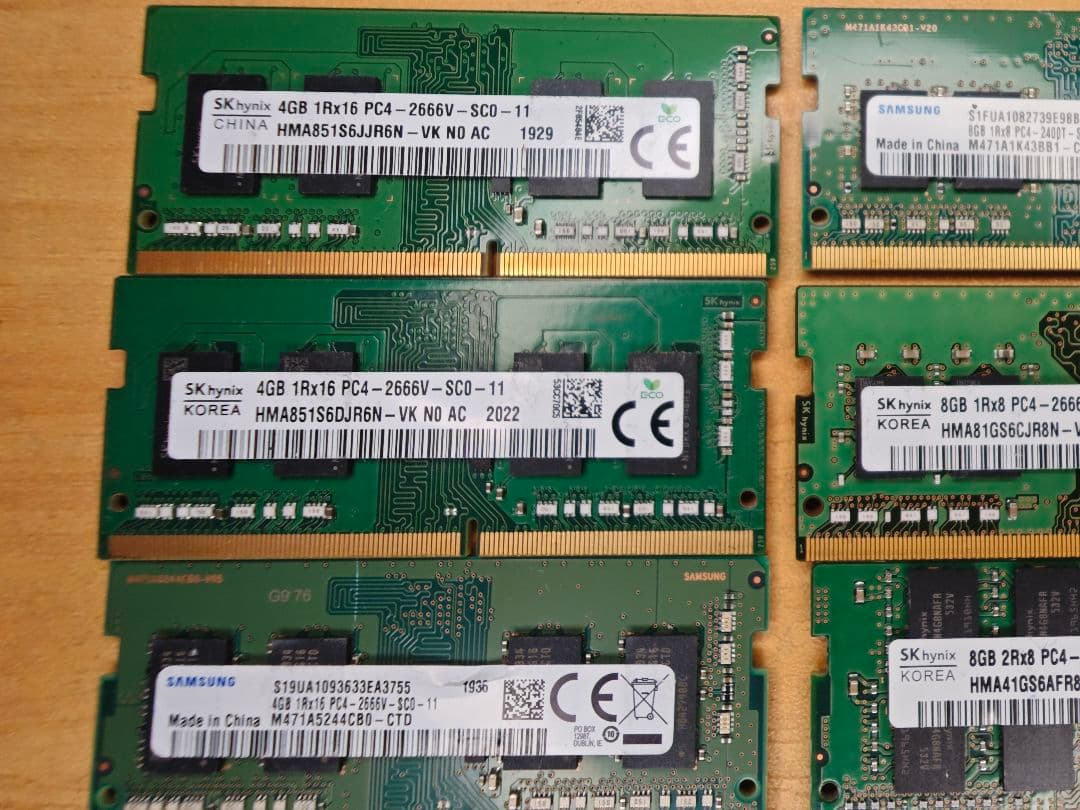 m*o様 メモリー 4GB 6枚 8GB 4枚 16GB 1枚