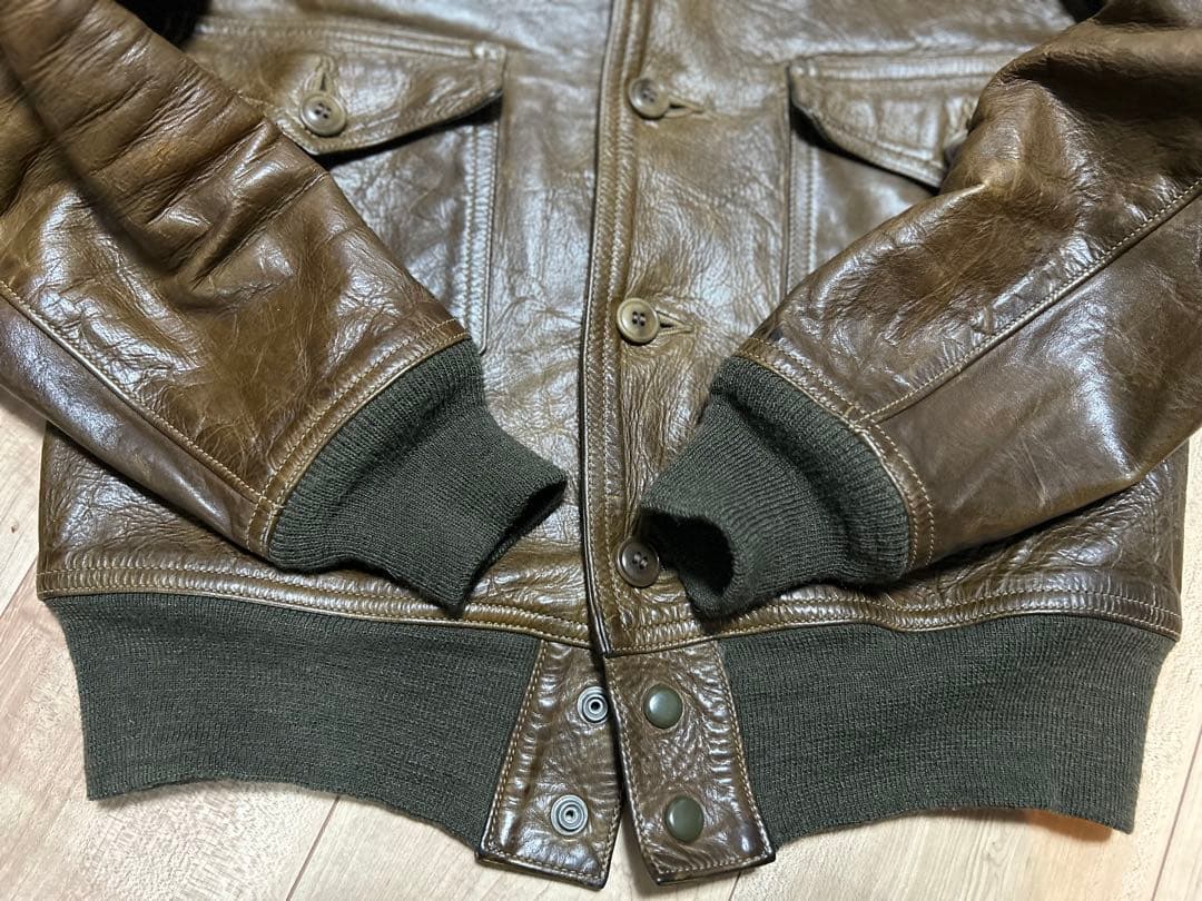 m*a様 激渋　FREEWHEELERS 37j1 オリーブ　レザージャケット