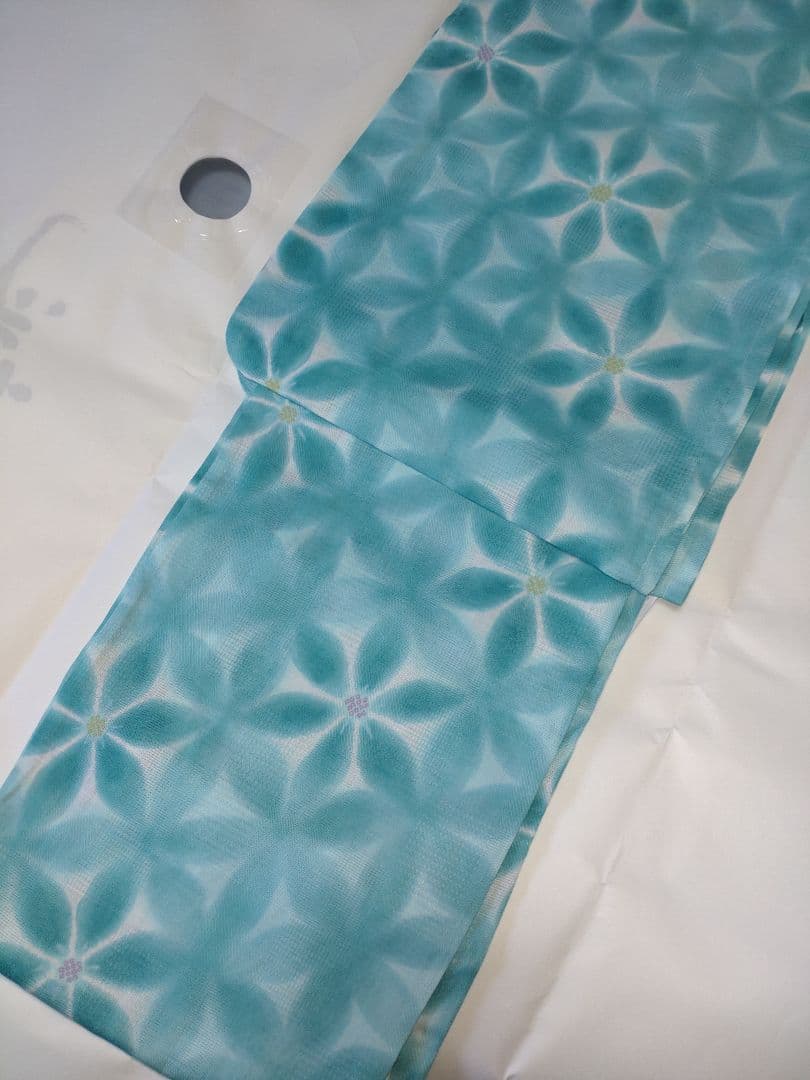 新品未使用　浴衣　雪花絞り調　ターコイズブルー　高級浴衣　夏着物