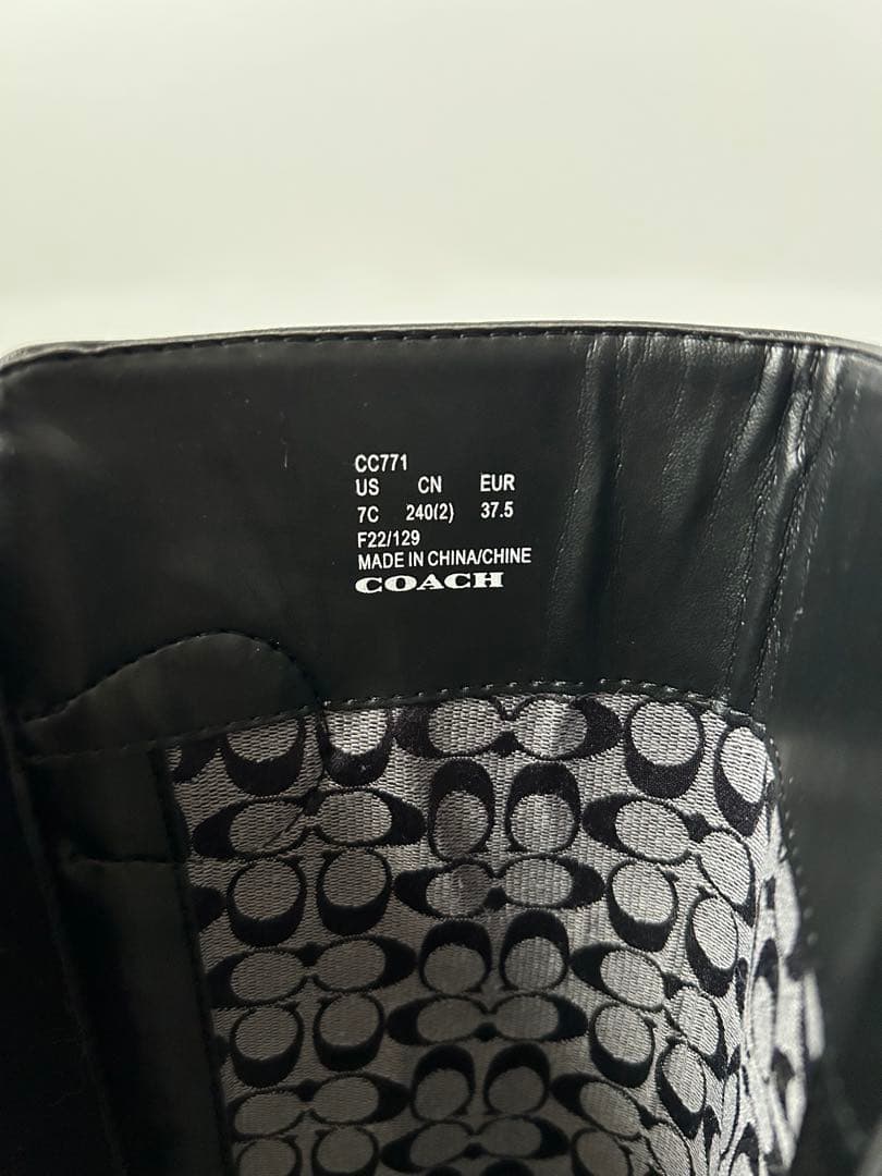 COACH 黒 フランクリン ライディング ロングブーツ ゴールド金具 24cm