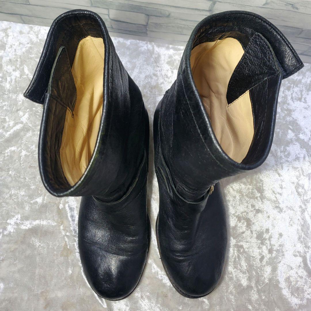 JIMMY CHOO 25.5cm バイカーブーツ 黒 レザー 38.5