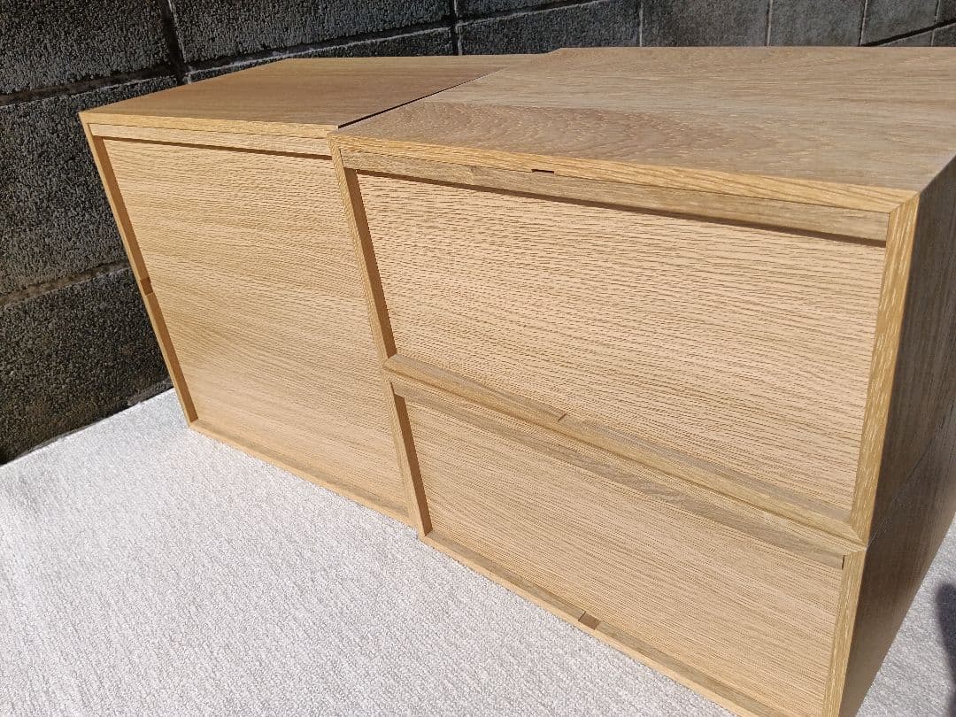 美品 無印 MUJI スタッキングチェスト 引出し オーク材 セット