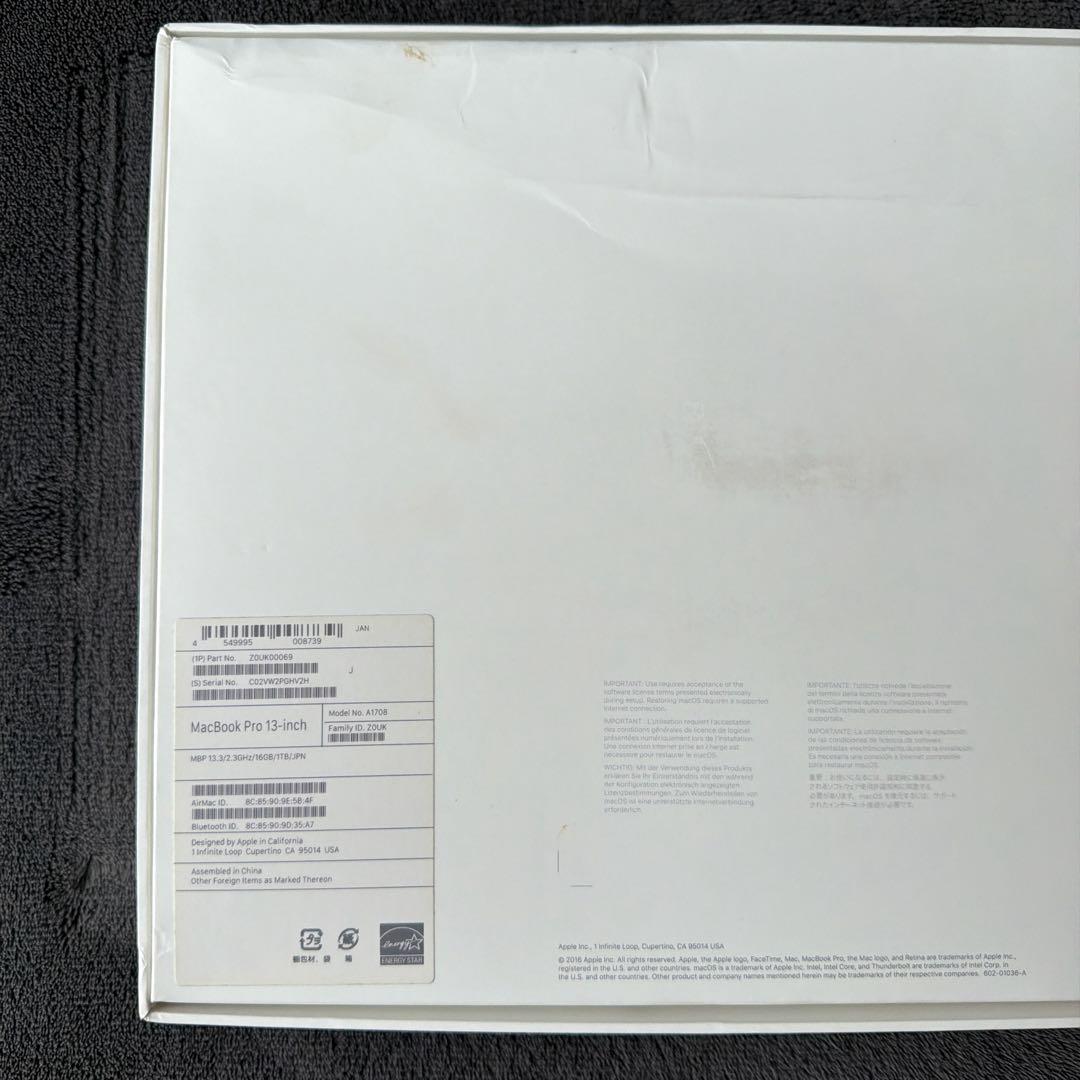 MacBook Pro 13-inch 2017 nTB i5 1TB US配列