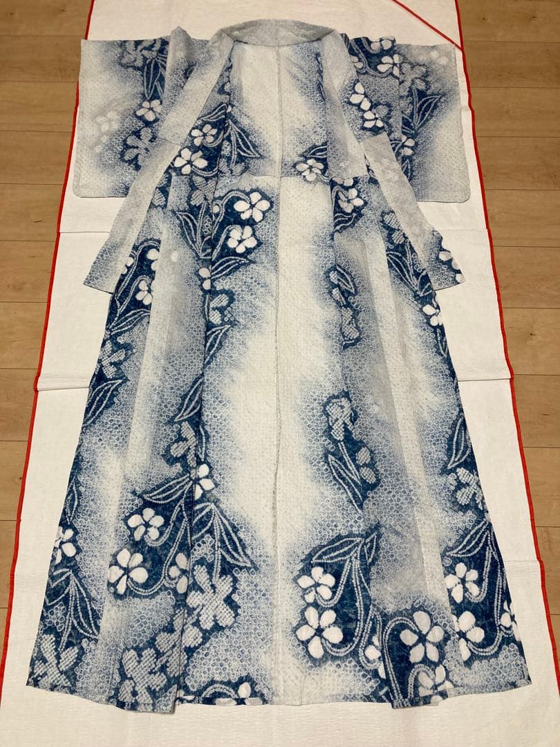 有松絞り　浴衣　スミレ　裄66.5cm 美品