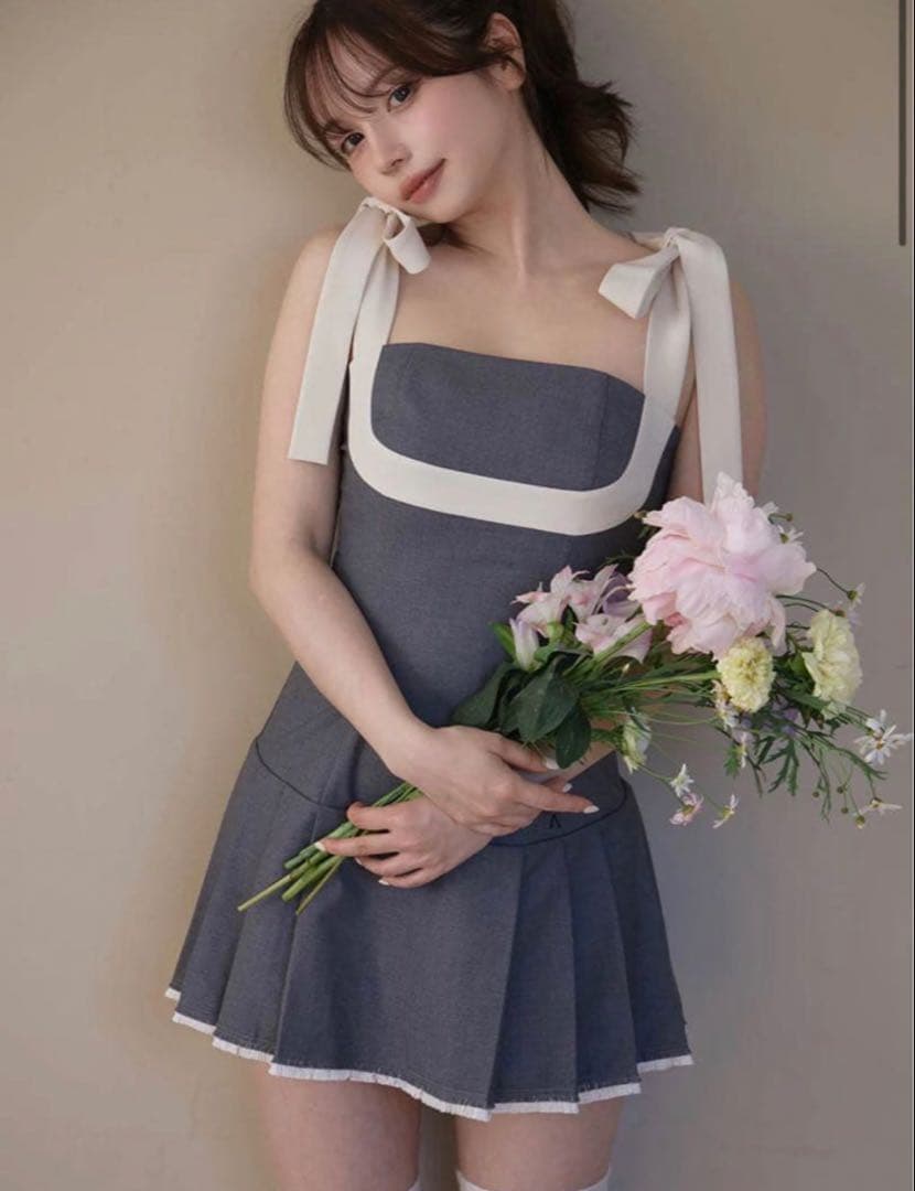ワンピース andmary Chuchu pleats ribbon dress