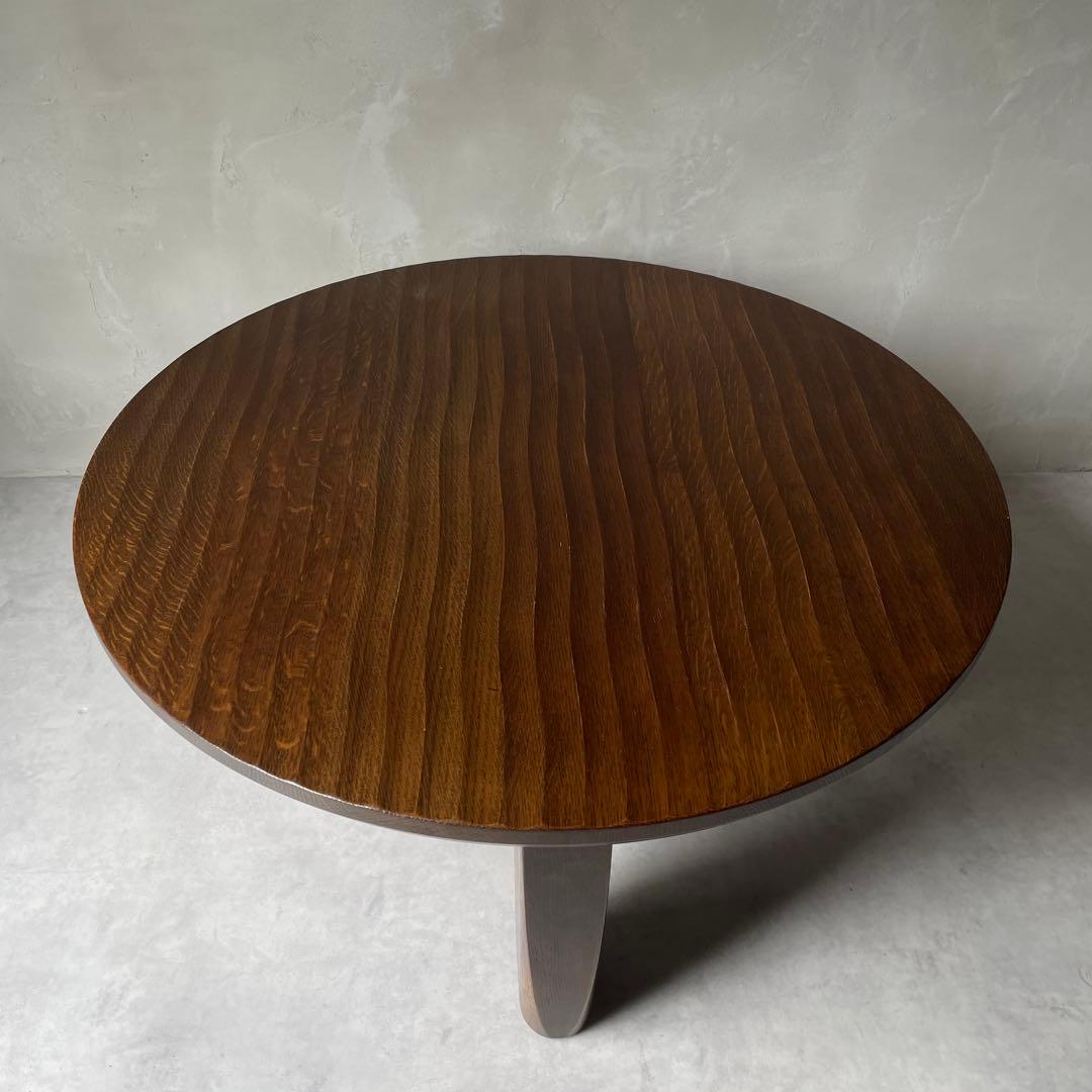 飛騨高山　高級家具　無垢材　円形　木製　ローテーブル ダークブラウン　円卓　座卓