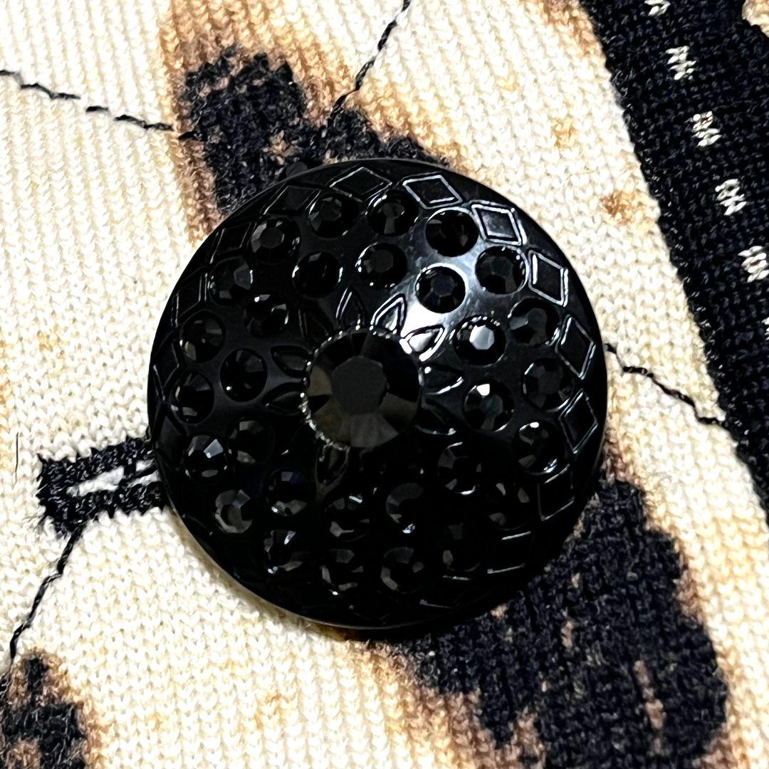 【美品】【7】伊太利屋 マスクラット レオパード ジャケット ビジュー