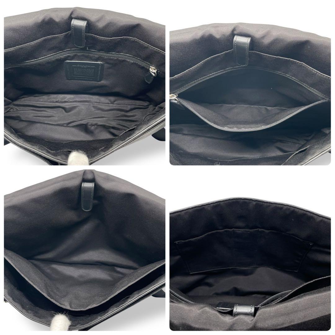 美品 COACH コーチ☆シボ革 ロゴ型押しショルダーバッグ レザー ブラック