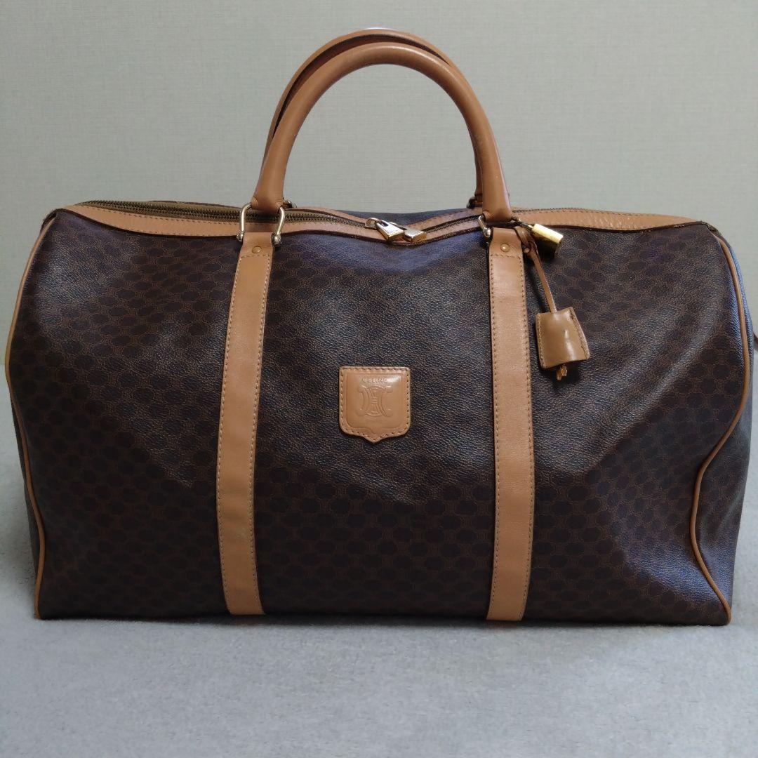 美品✨CELINE ボストンバック 大容量 　ブラウン　LAMPOファスナー