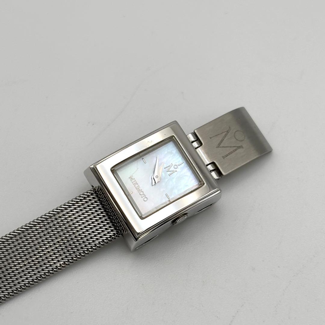 新品電池 ミキモト パール 腕時計 クォーツ シェル文字盤 スクエア 稼動品