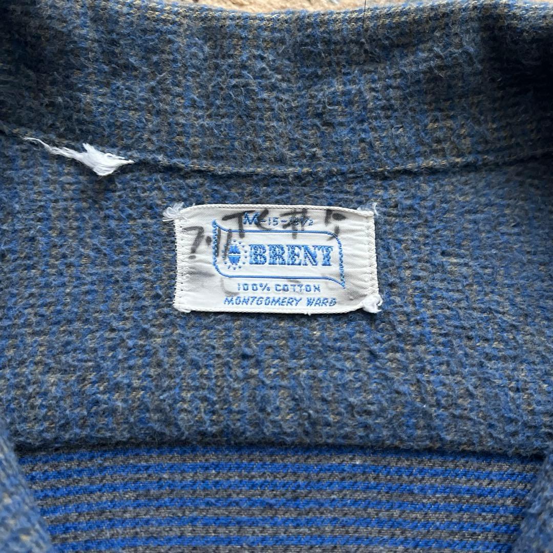 60s brent ネルシャツ ボックス コットン チェック 検 50s 40s