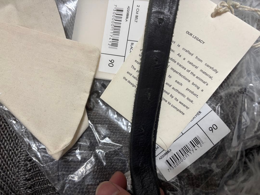 OUR LEGACY ブラックレザー ベルト 90