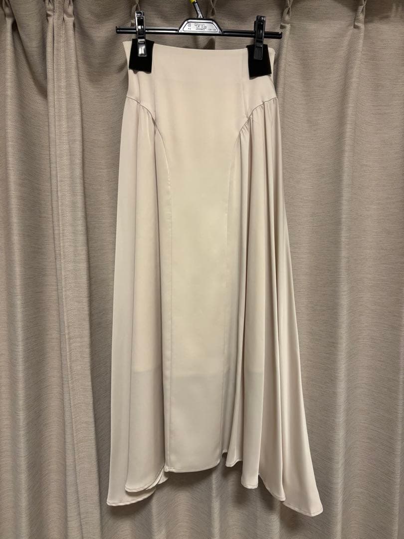 anuans アニュアンス チンツサテンサイドギャザーハイウエストスカート