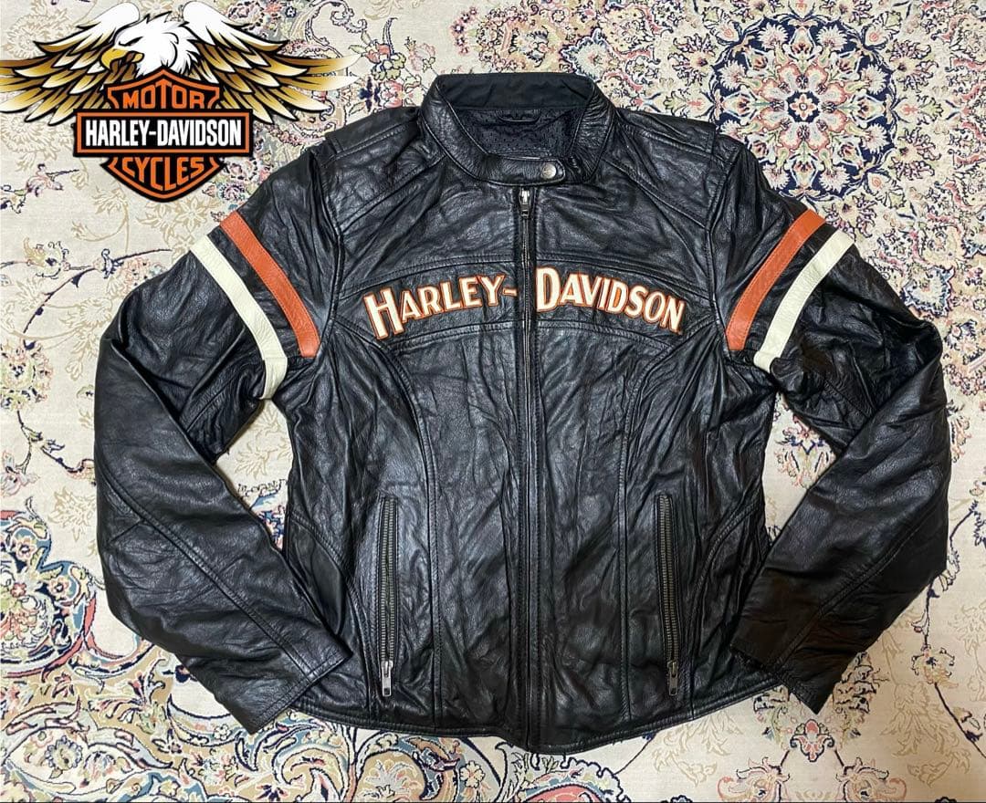 新品未使用HARLEY-DAVIDSON ブラックレザーロゴジャケット 在庫限り