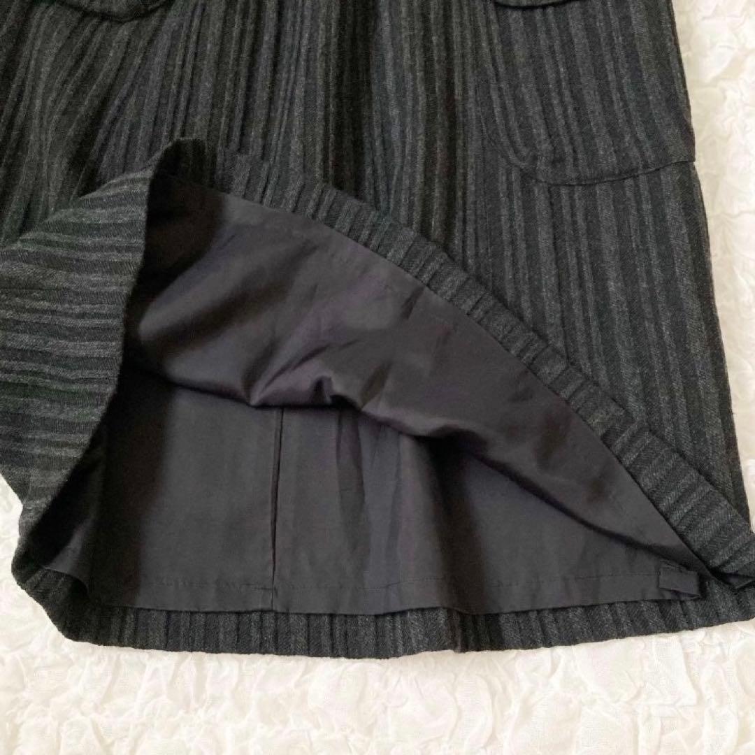 慈雨　サイドポケットロングスカート　L 40 ブラック　黒　ウール　センソユニコ