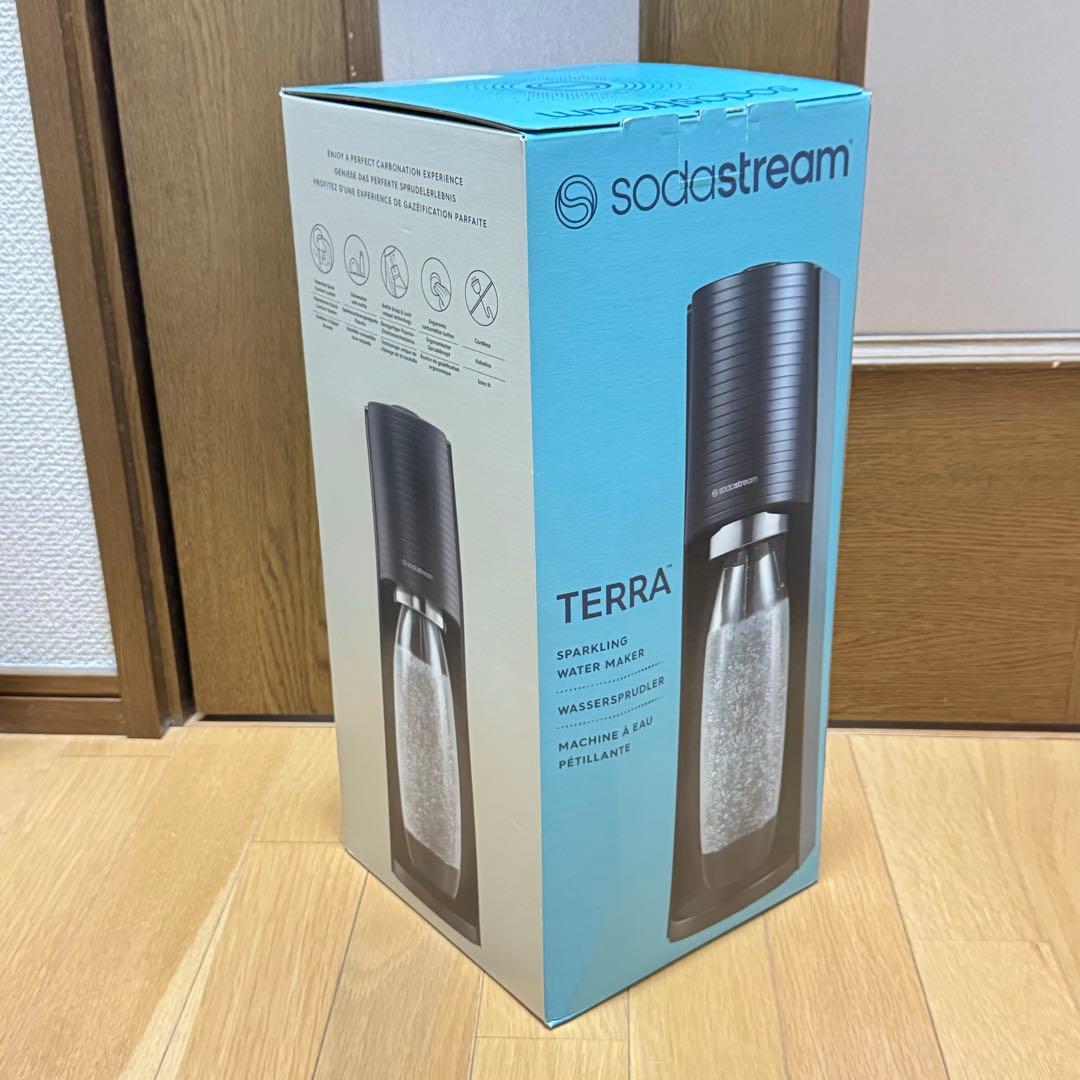 新品 未使用 ソーダストリーム テラ TERRA ブラック ガス一本 炭酸