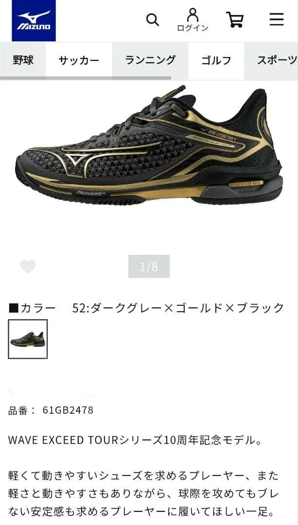 ミズノ テニスシューズ　27.5　ウエーブエクシード 10th