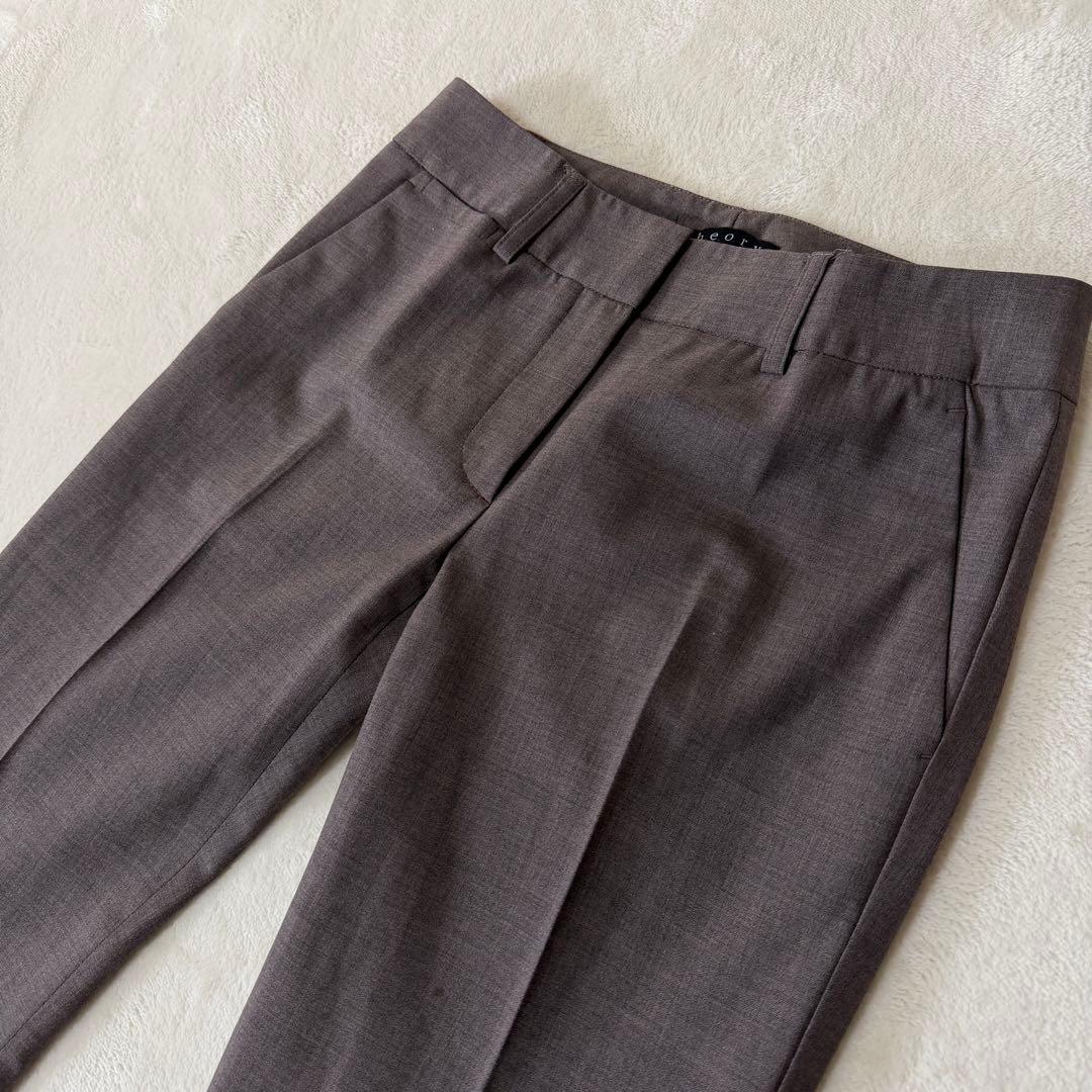 美品✨セオリー パンツスーツ　セットアップ　ブラウン　0 美脚パンツ　ウール混