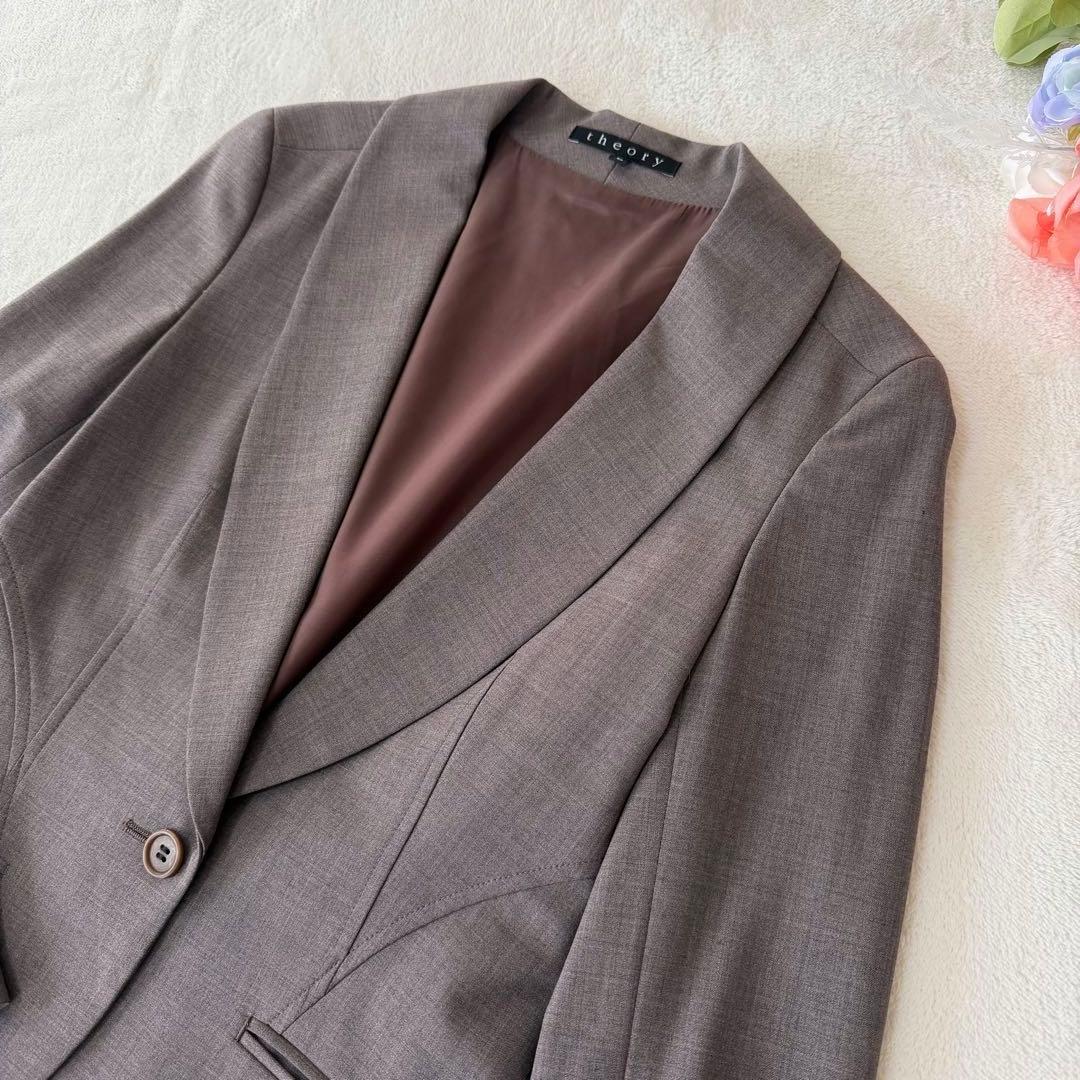 美品✨セオリー パンツスーツ　セットアップ　ブラウン　0 美脚パンツ　ウール混