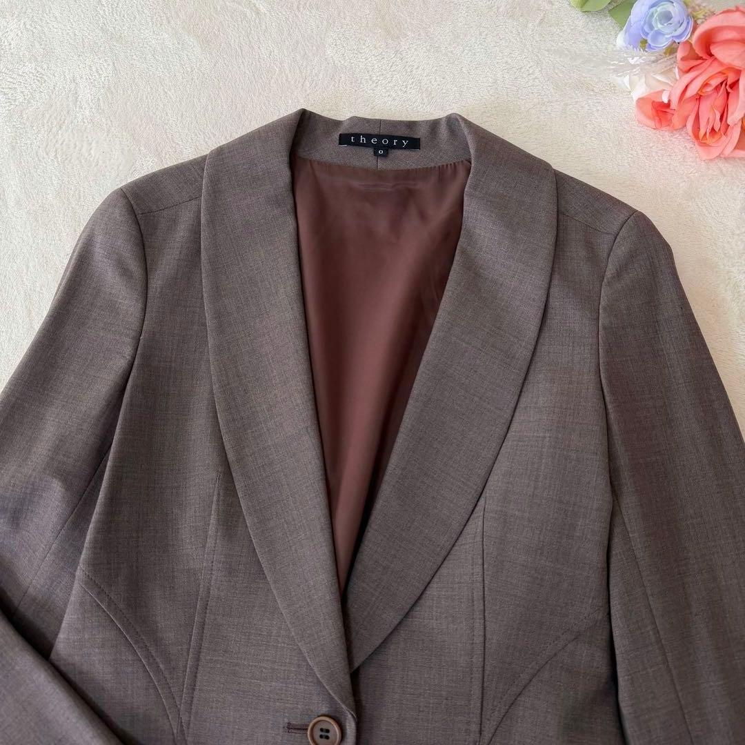 美品✨セオリー パンツスーツ　セットアップ　ブラウン　0 美脚パンツ　ウール混