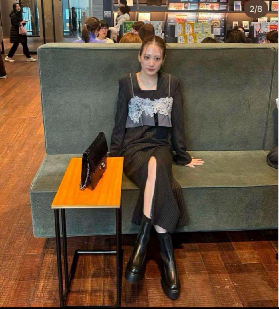 andresd ピンストライプテイラードビスチェドレス