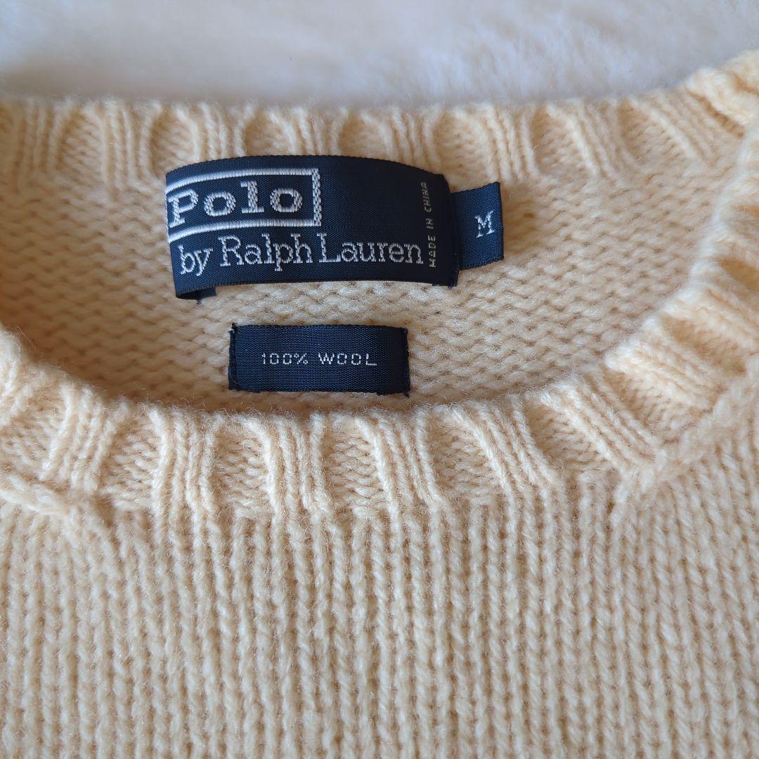 ラルフローレン　ウール１００％　ニット　セーター　アイボリー　星条旗柄　美品