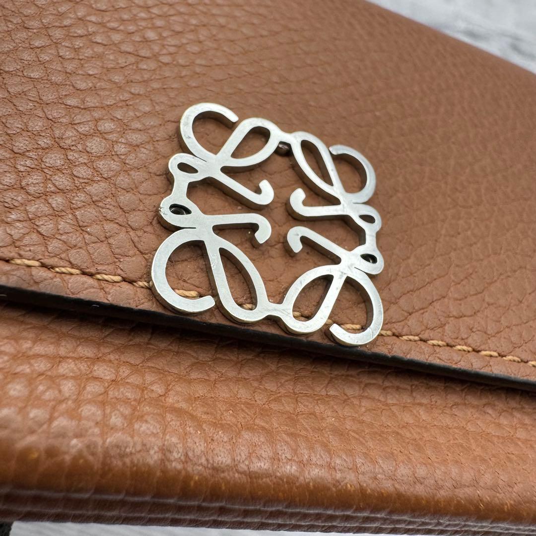 【極美品】ロエベ カードホルダー 名刺入れ アナグラム ライトブラウン　レザー