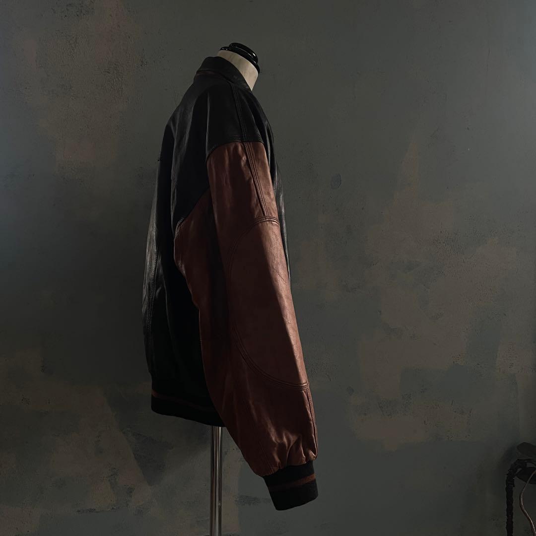 Black×Brown“Switching“羊革“bomber jacket