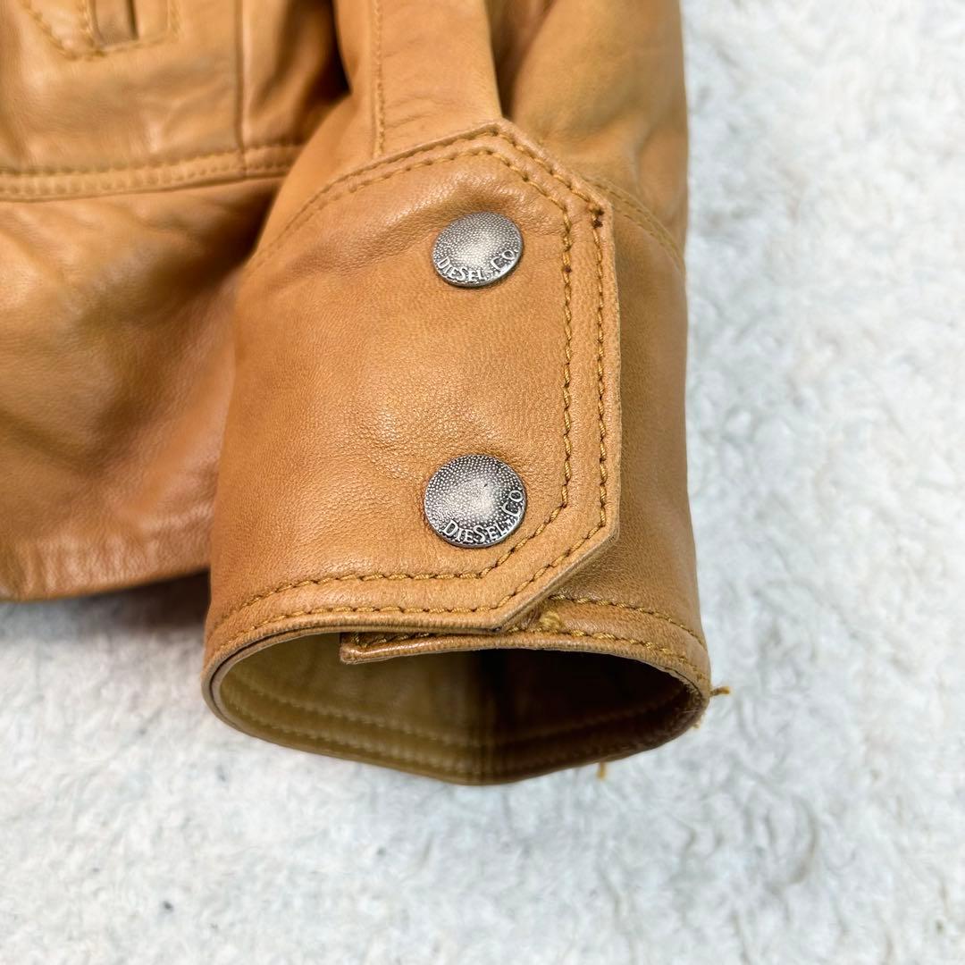 DIESEL レザージャケット 羊革 ミリタリー Sブラウン シープレザー