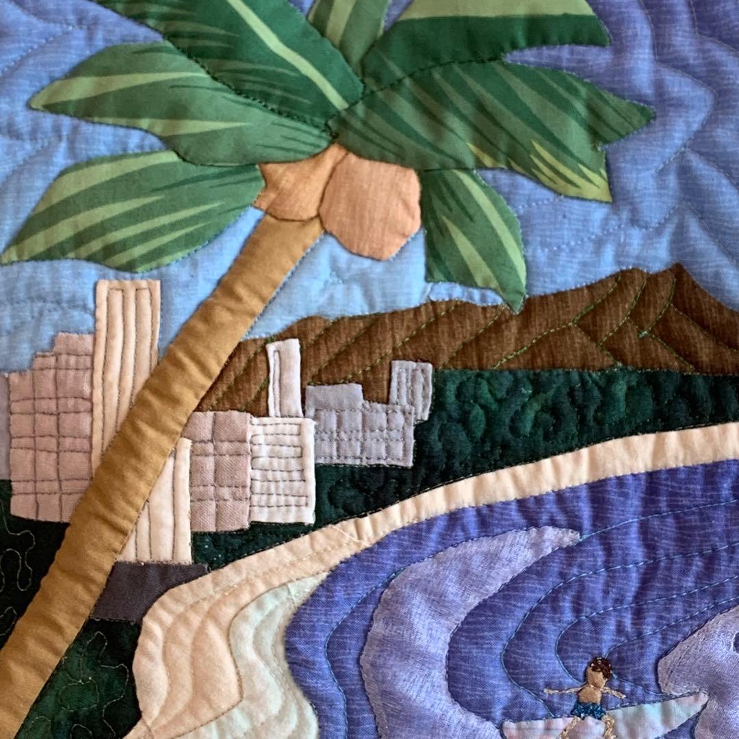 ハワイアンキルト　バッグ　タペストリー　フラガール 鳥　ハワイ　オーダー