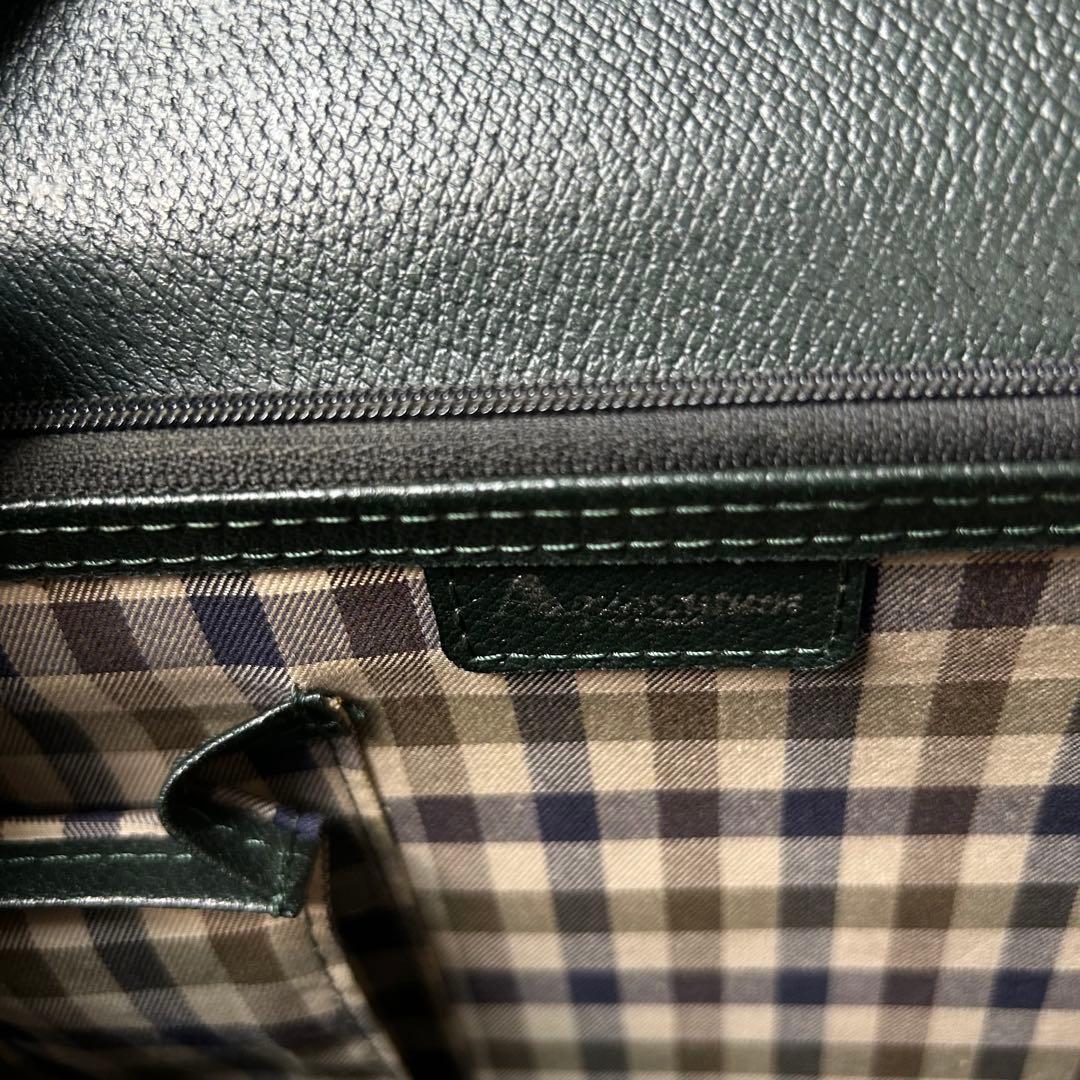 【極美品】　アクアスキュータム　ビジネスバッグ　オールレザー　濃緑　A4　自立